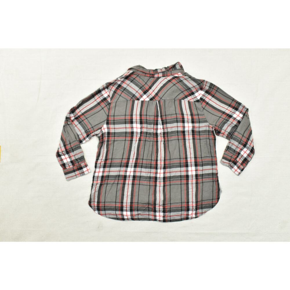 Rock & Republic Plaid Button Down Shirt Women XXL Grey Red Metallic Lurex Plaid - Picture 6 of 8